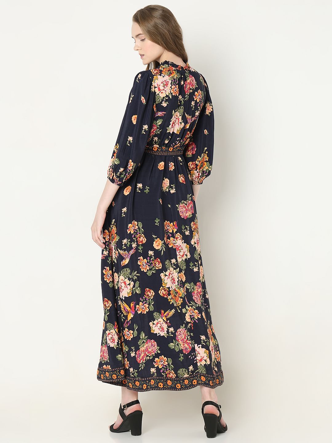 Blue Floral Print Dress