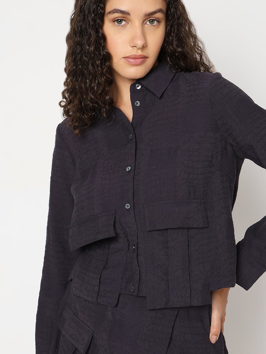 Navy Blue Co-Ord Set Shirt