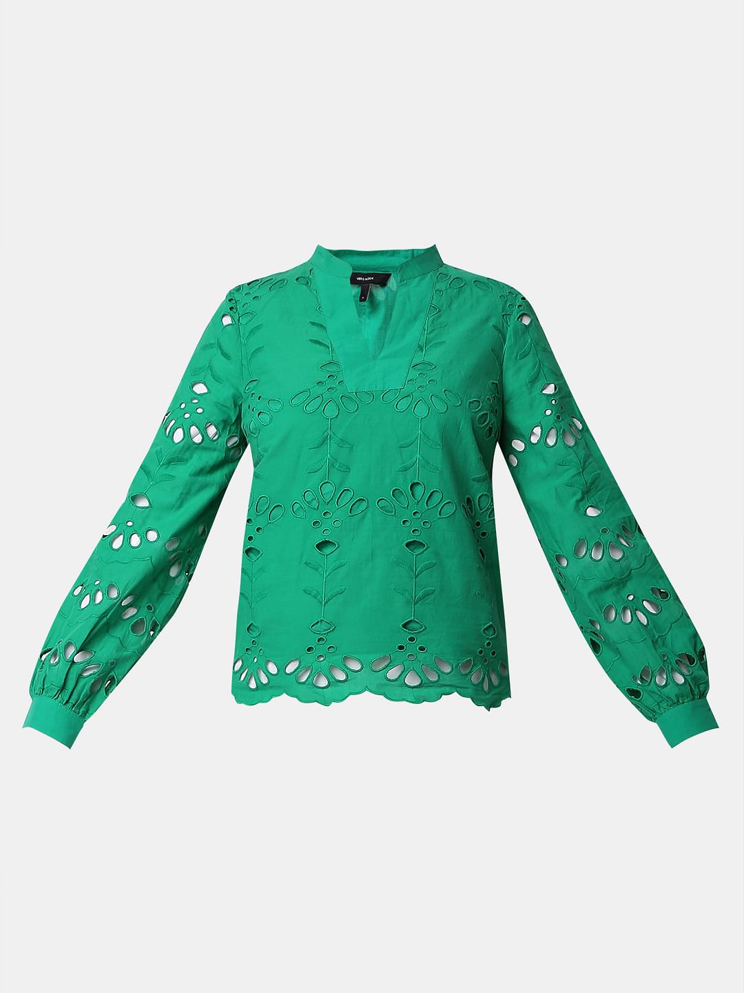 Green Floral Cut-Out Top