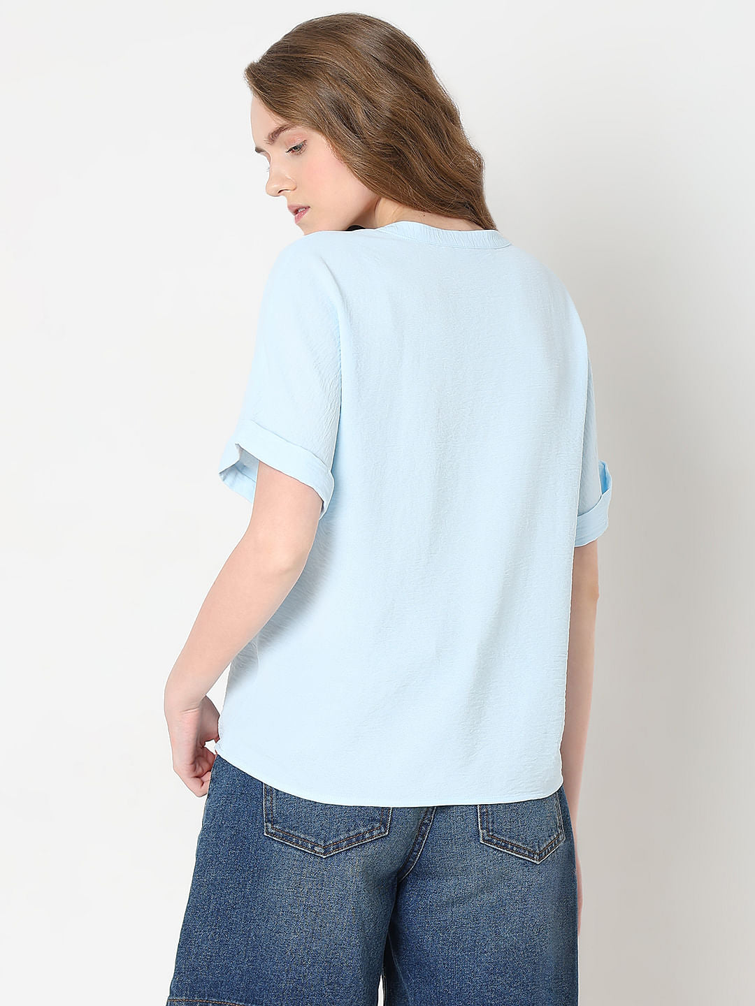 Light Blue V-Neck Top