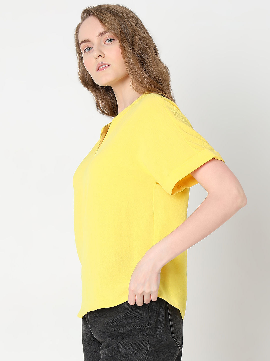 Bright Yellow V-Neck Top