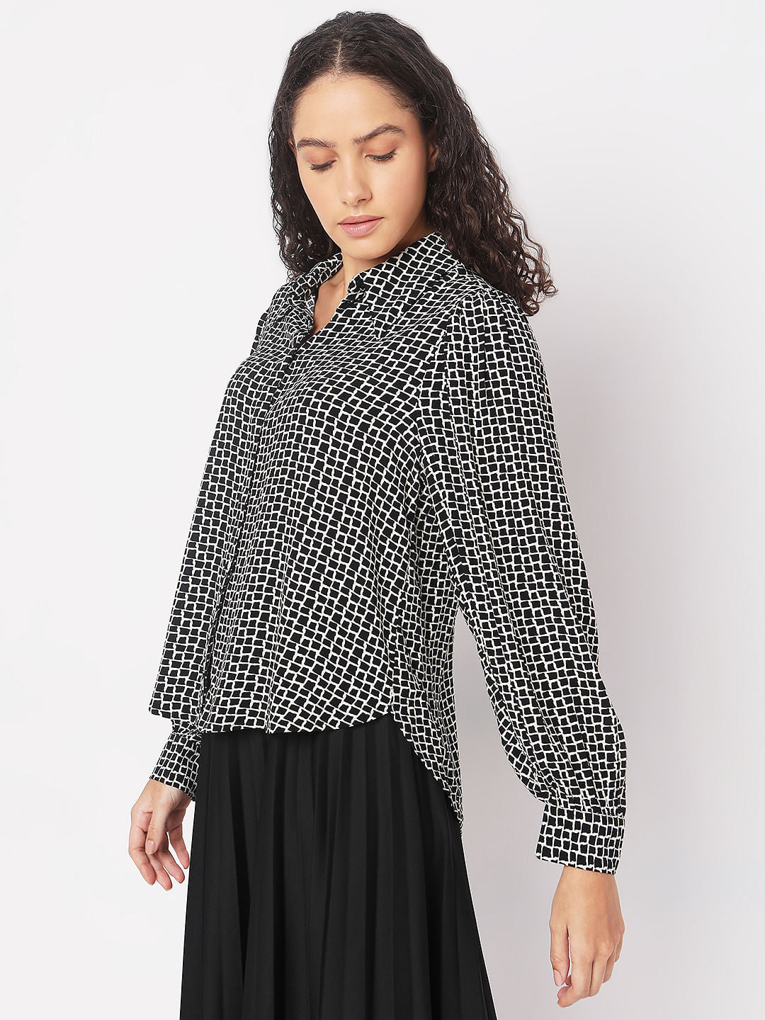 Black Abstract Print Shirt