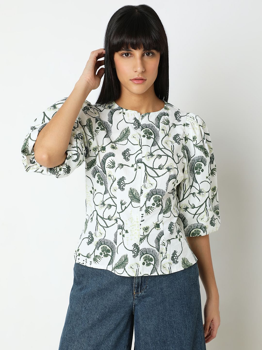 White Embroidered Cotton Top
