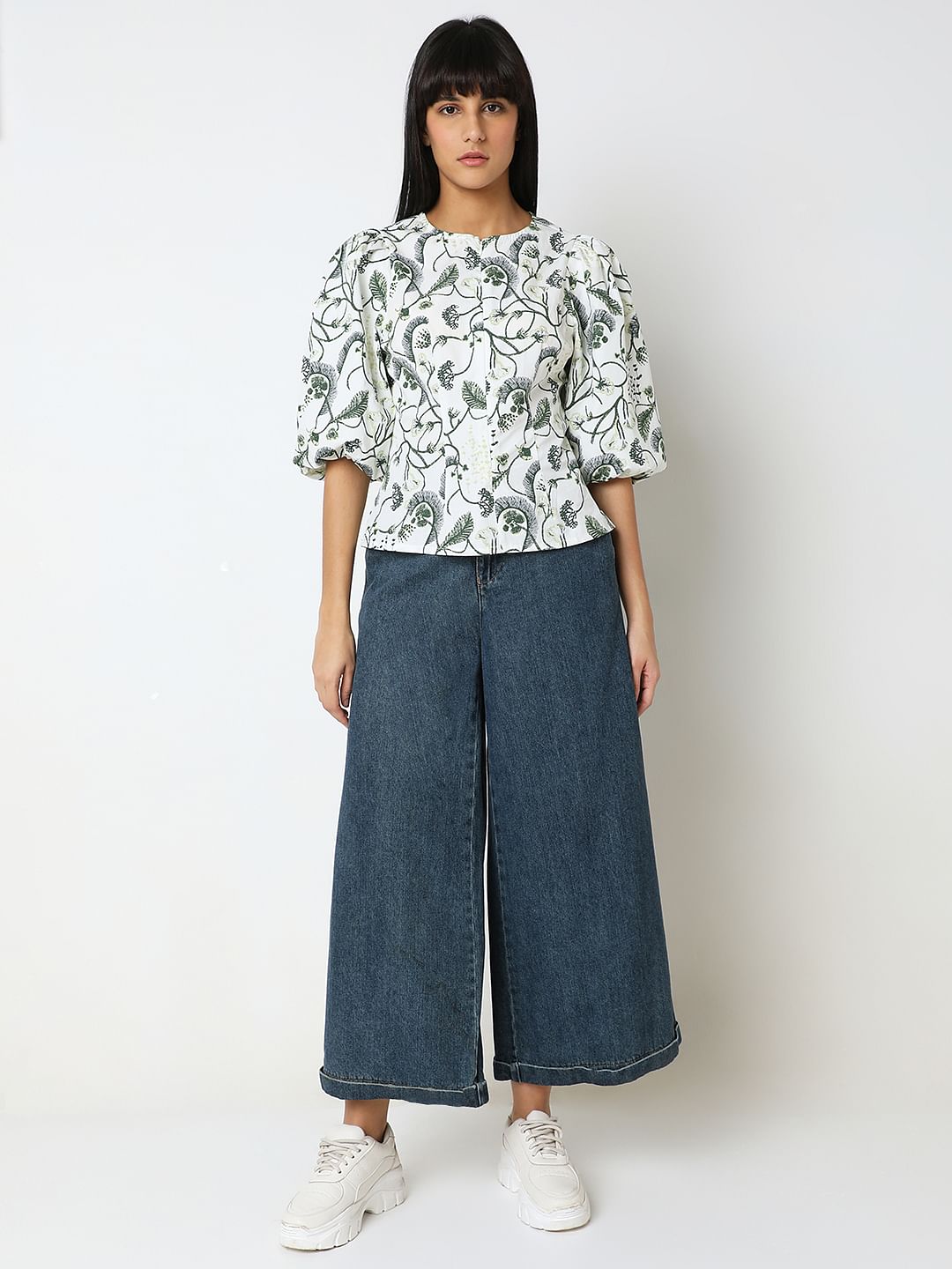 White Embroidered Cotton Top