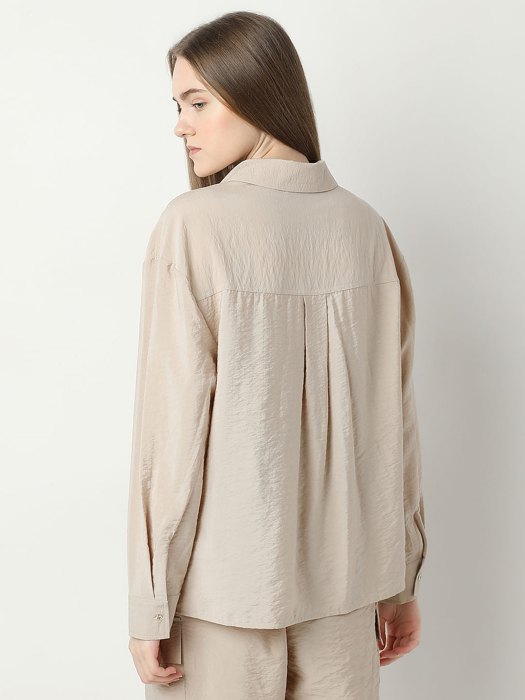 Beige Co-Ord Set Utility Shirt