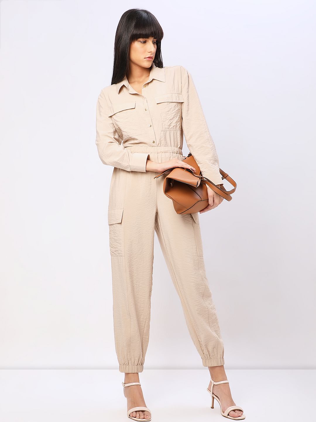 Beige Co-Ord Set Utility Pants