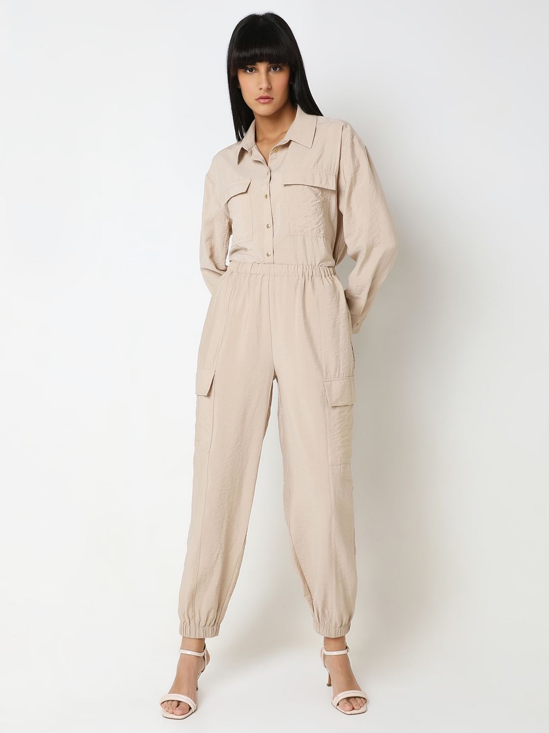 Beige Co-Ord Set Utility Pants