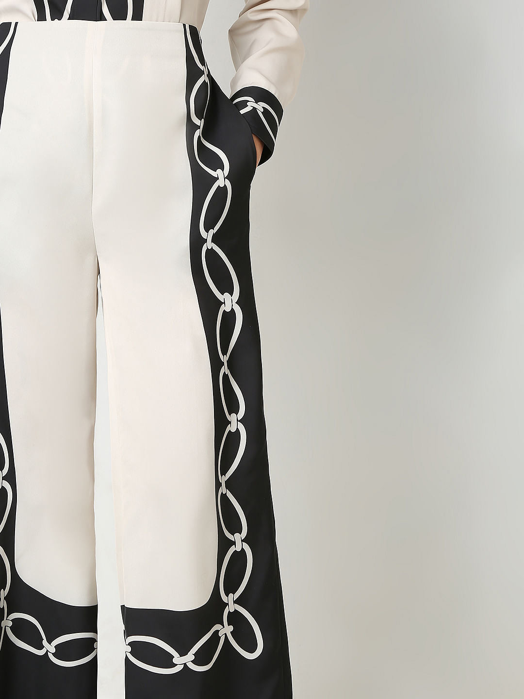 Beige Printed Co-Ord Set Pants