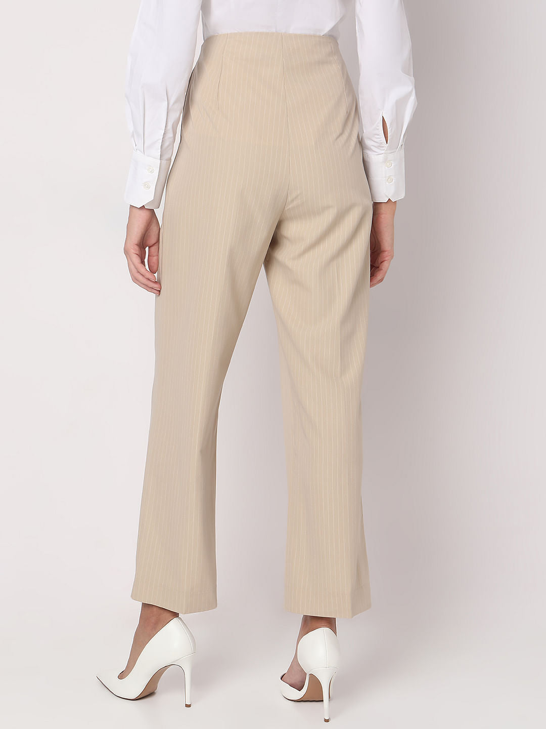Beige Striped Co-Ord Set Pants