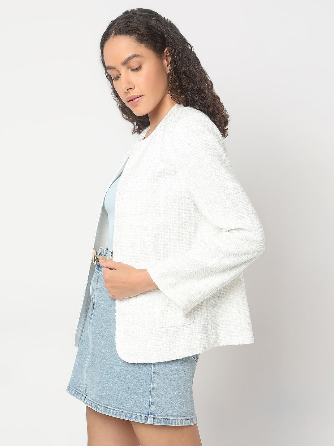 White Tweed Tailored Blazer
