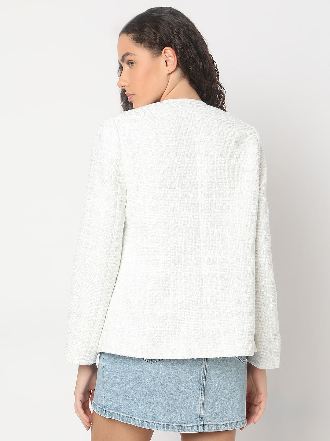 White Tweed Tailored Blazer