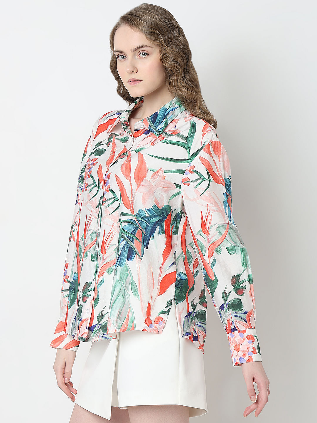 Light Pink Tropical Print Shirt