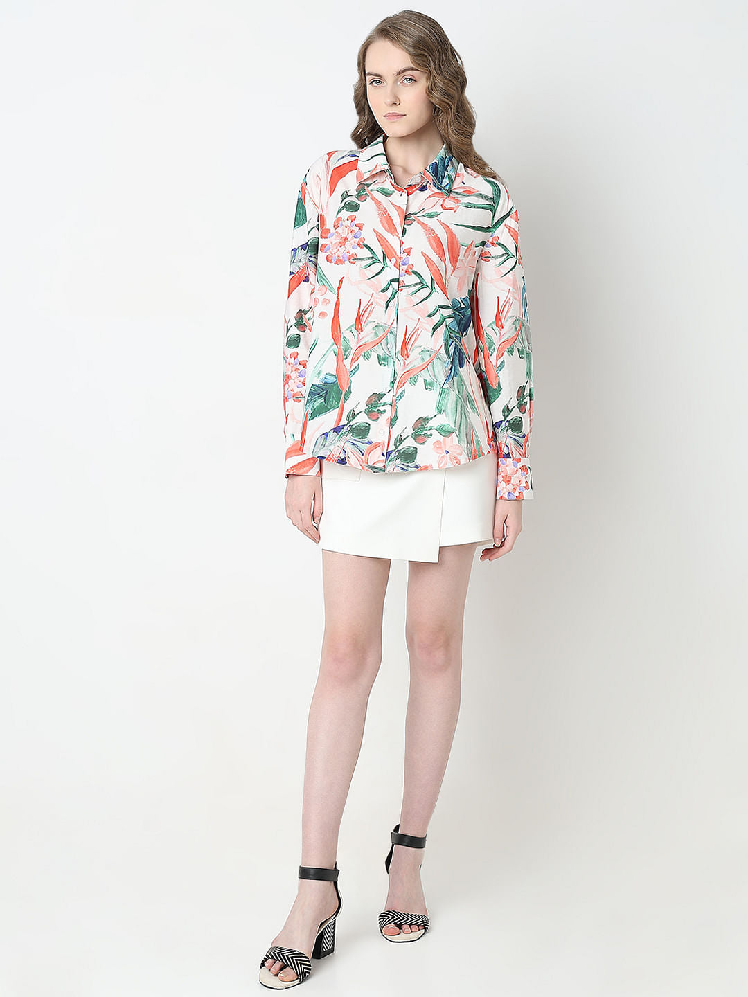 Light Pink Tropical Print Shirt