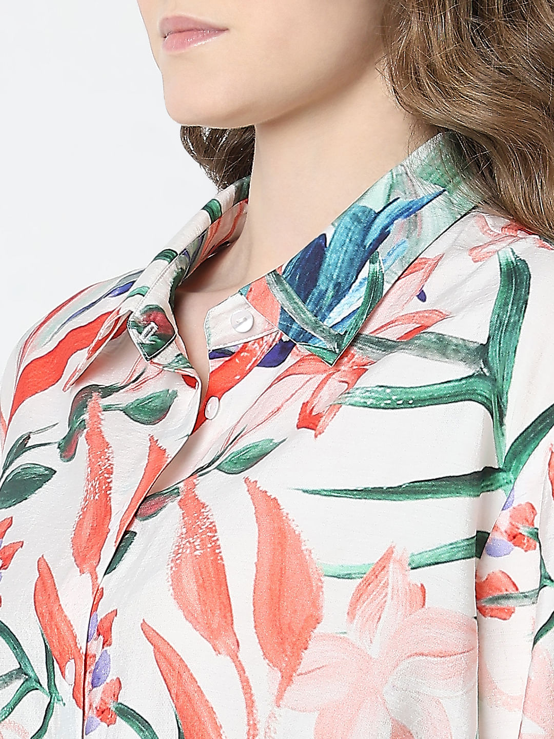 Light Pink Tropical Print Shirt