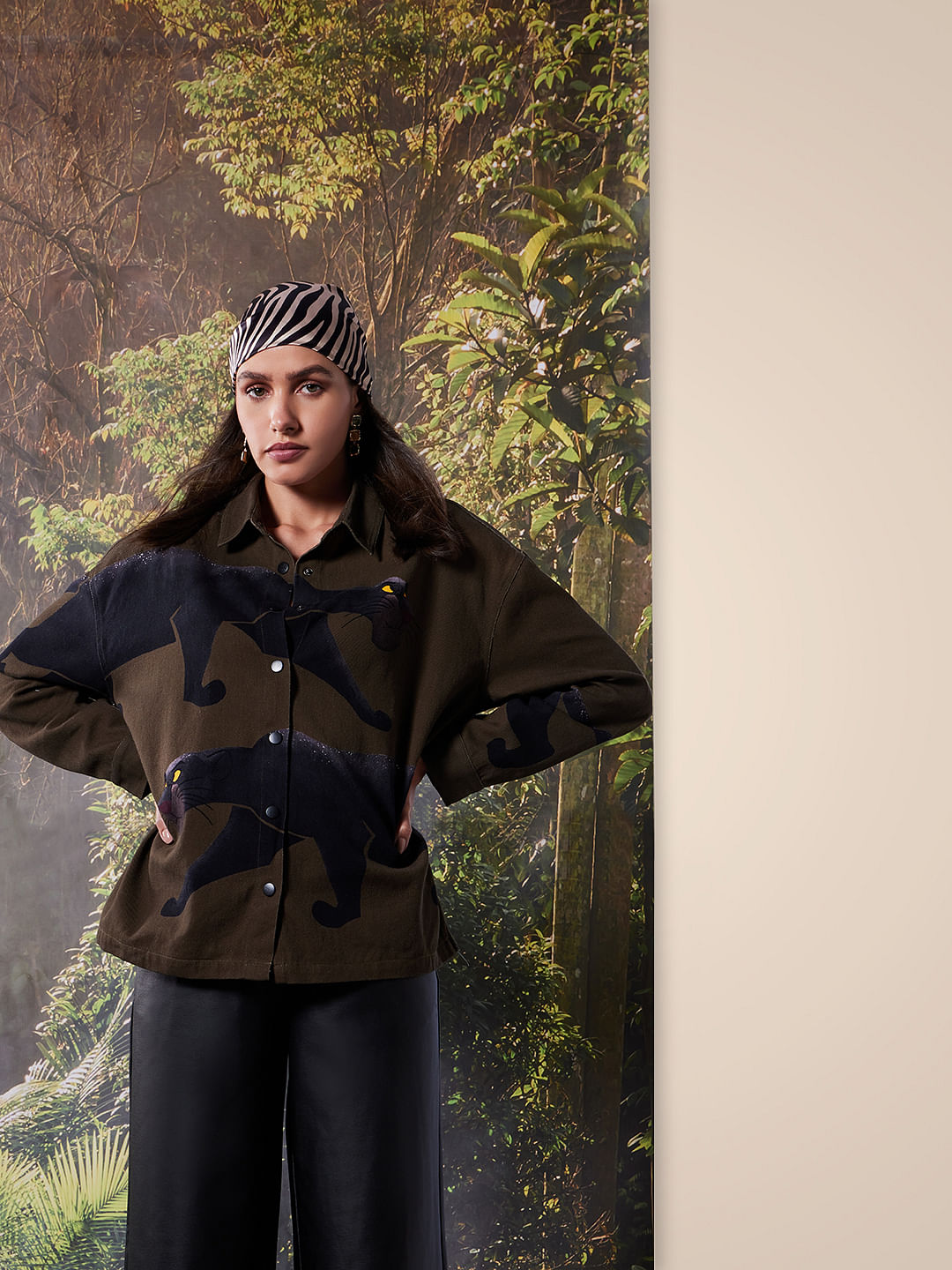 Disney Dark Olive Printed Shacket