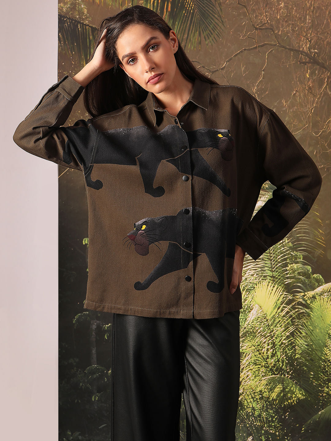 Disney Dark Olive Printed Shacket