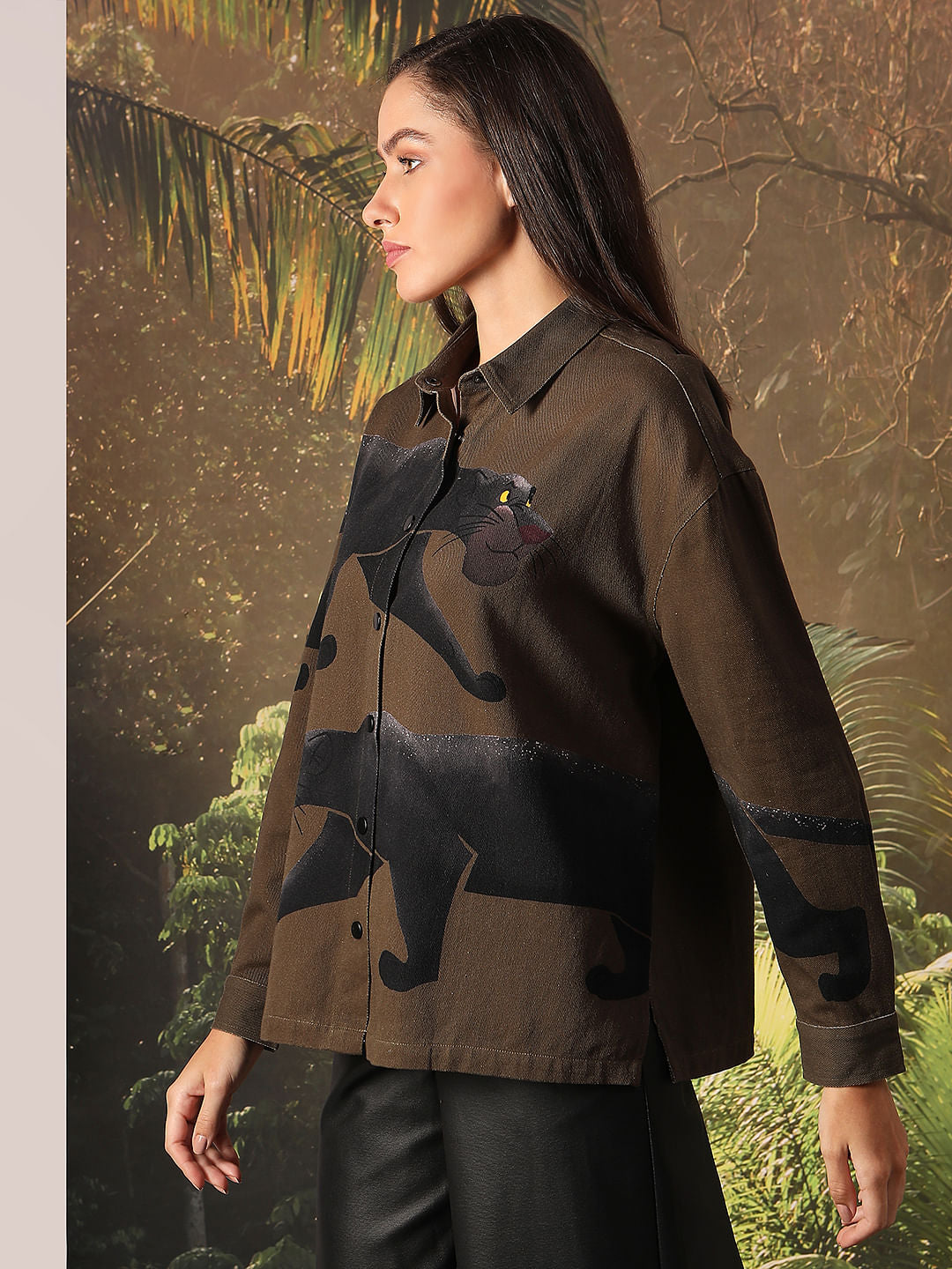 Disney Dark Olive Printed Shacket