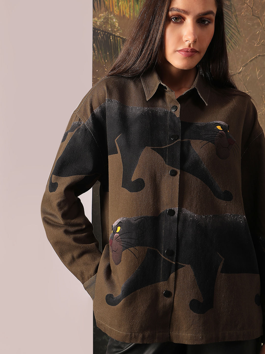 Disney Dark Olive Printed Shacket