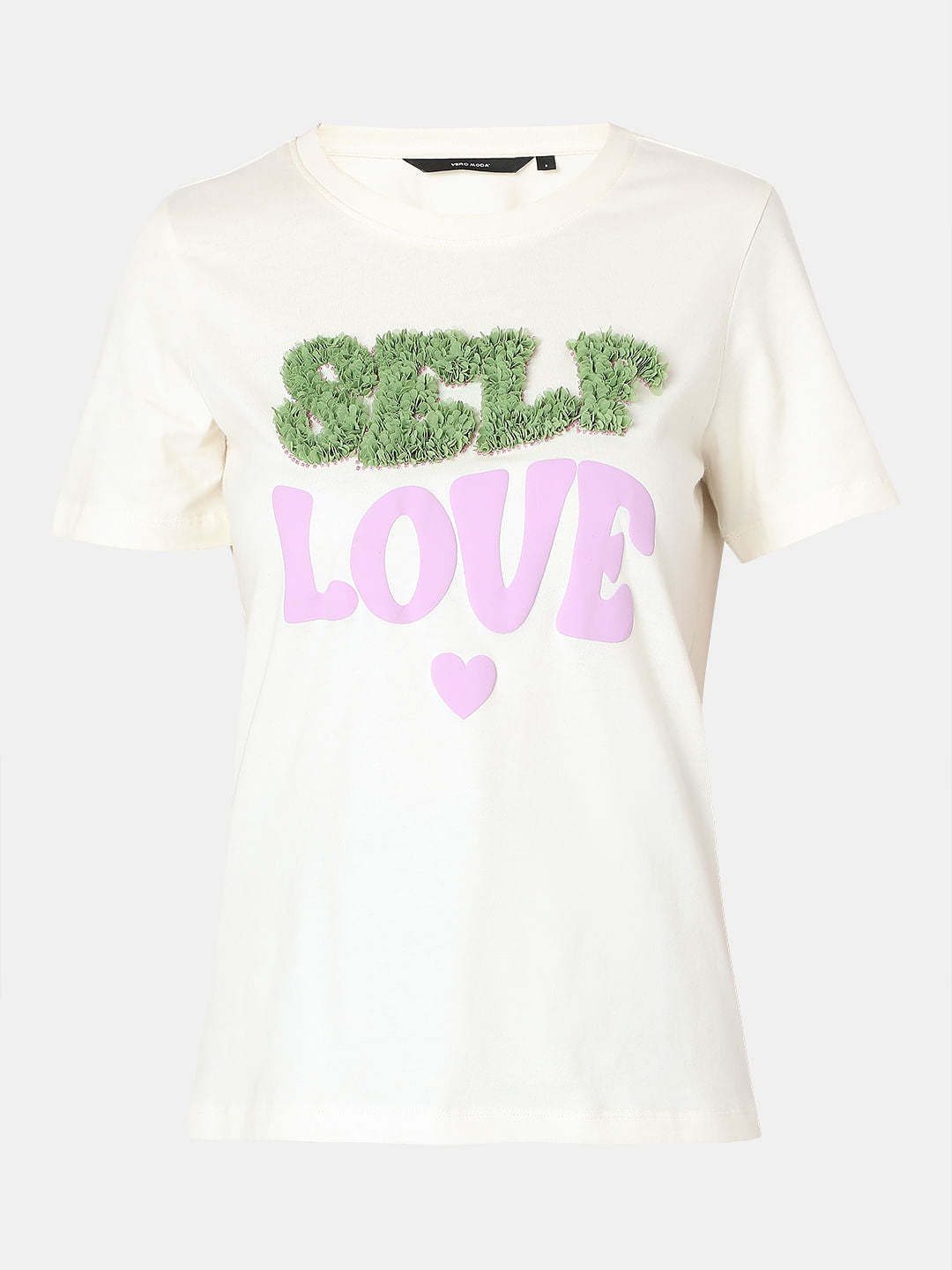 White Typographic Print Cotton T-Shirt