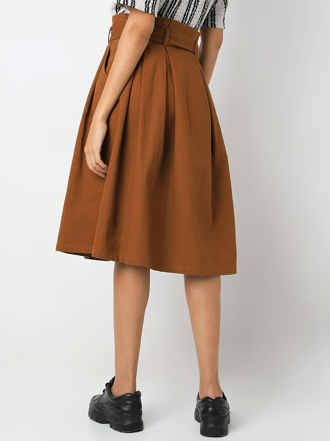 Brown High Rise Cotton Skirt