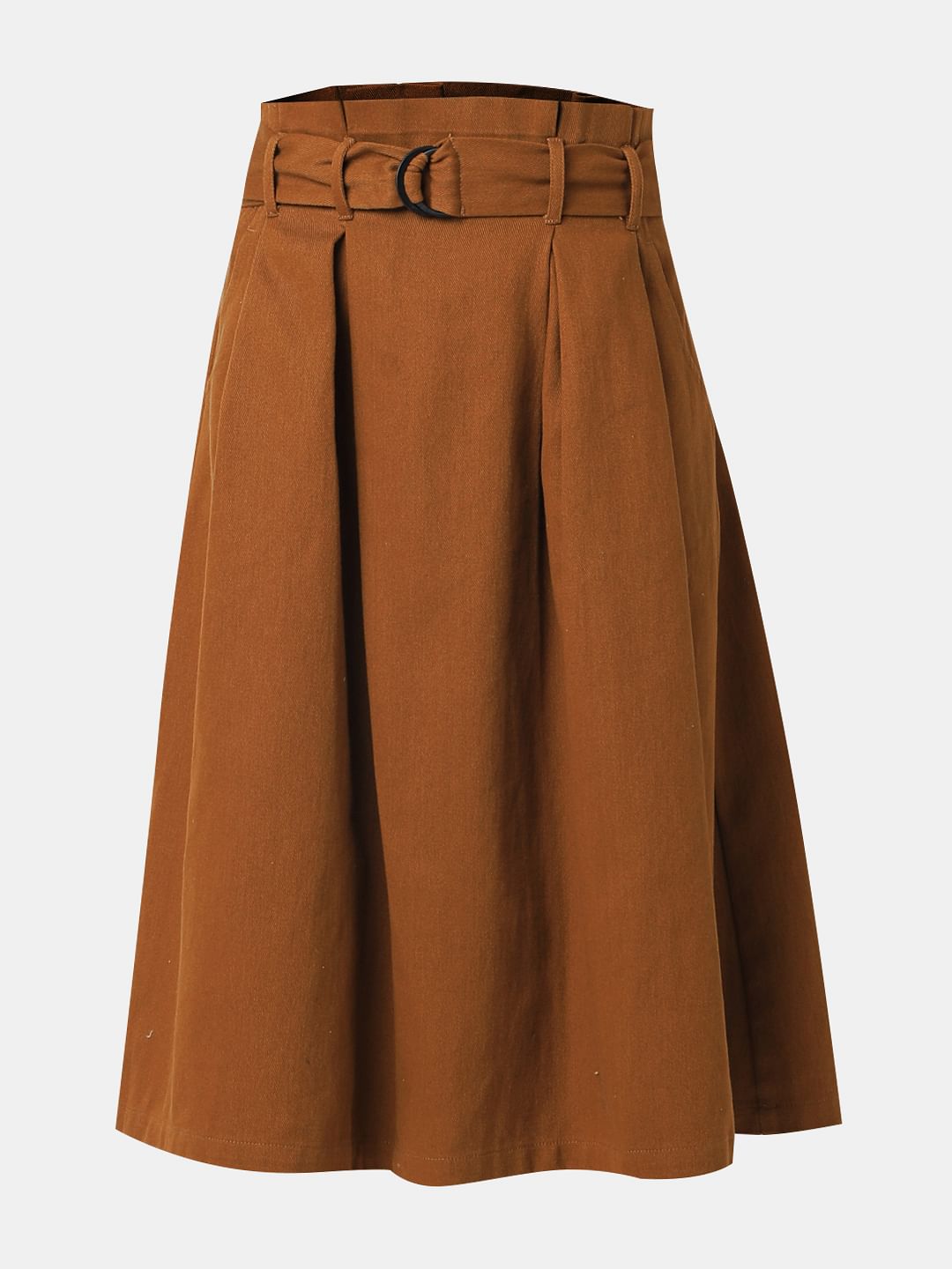 Brown High Rise Cotton Skirt