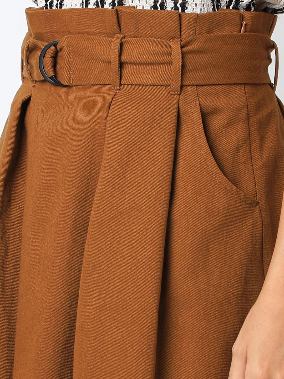 Brown High Rise Cotton Skirt