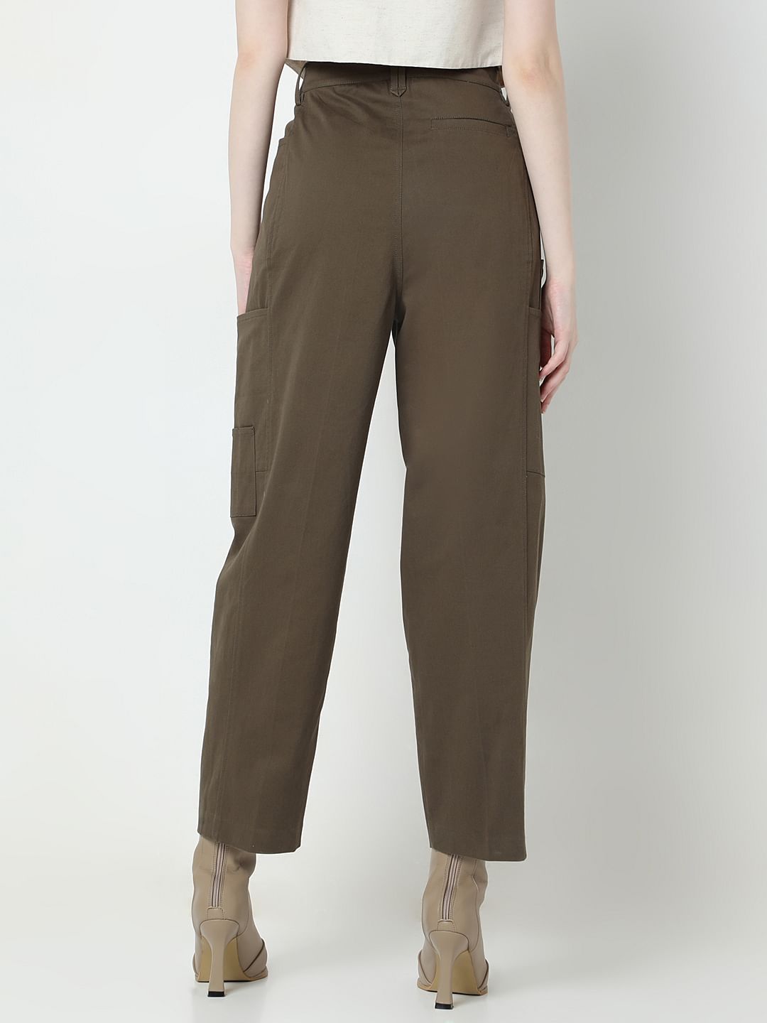 Olive Green High Rise Pants