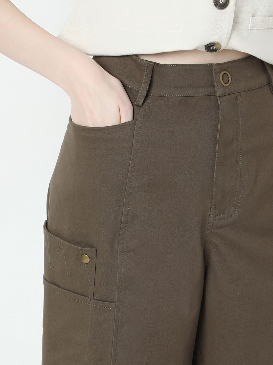 Olive Green High Rise Pants