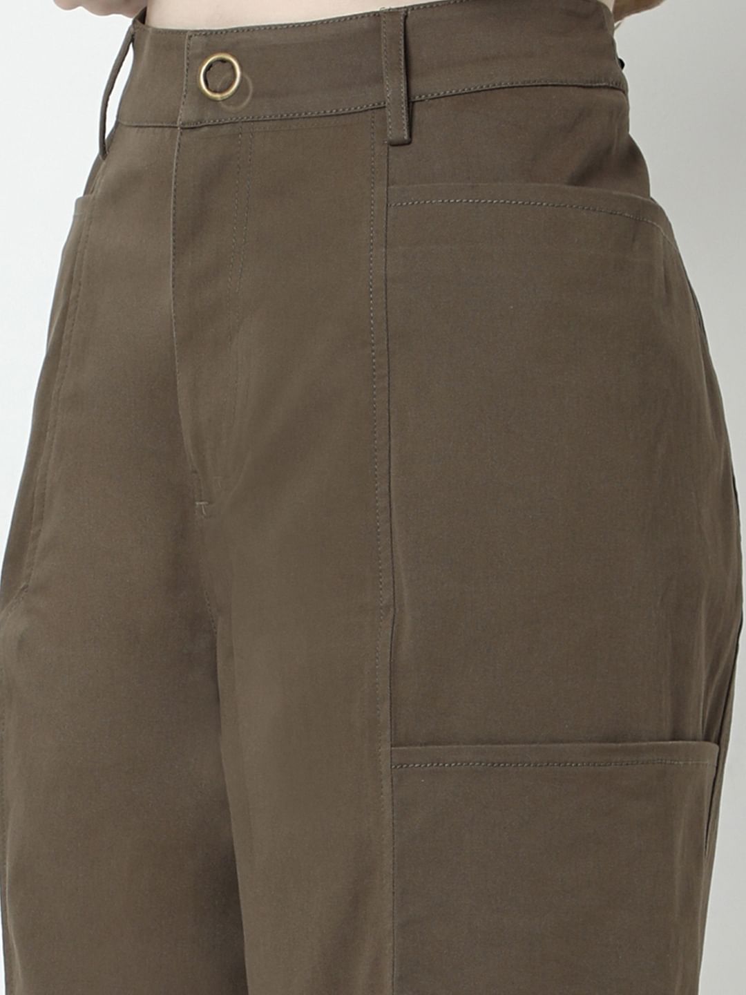 Olive Green High Rise Pants