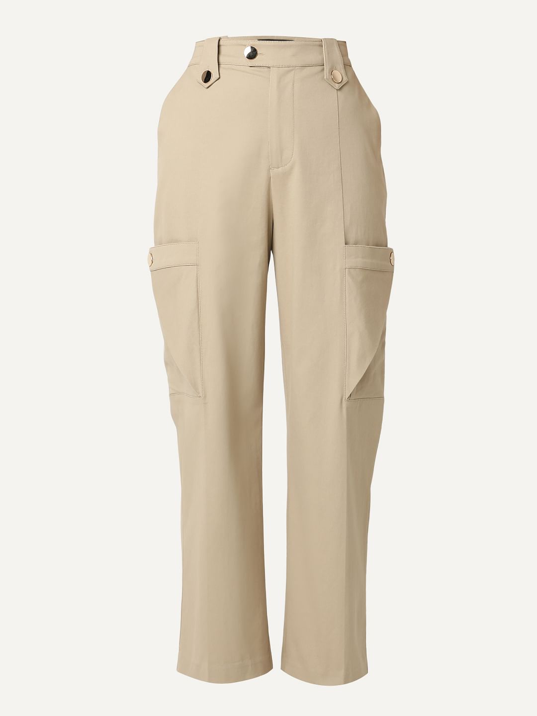 Beige High Rise Pants
