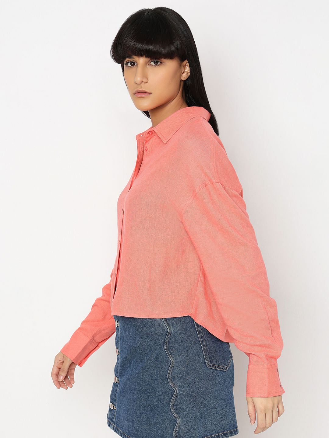 Peach-Pink Linen Shirt