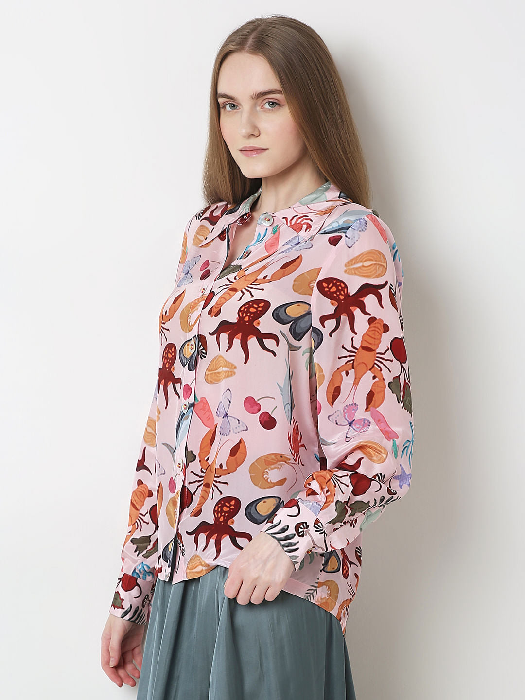 Pink Abstract Print Shirt