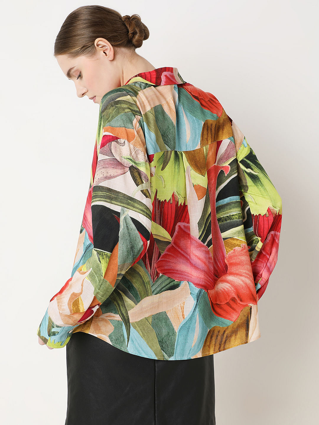 Red Printed Oversized Shirt