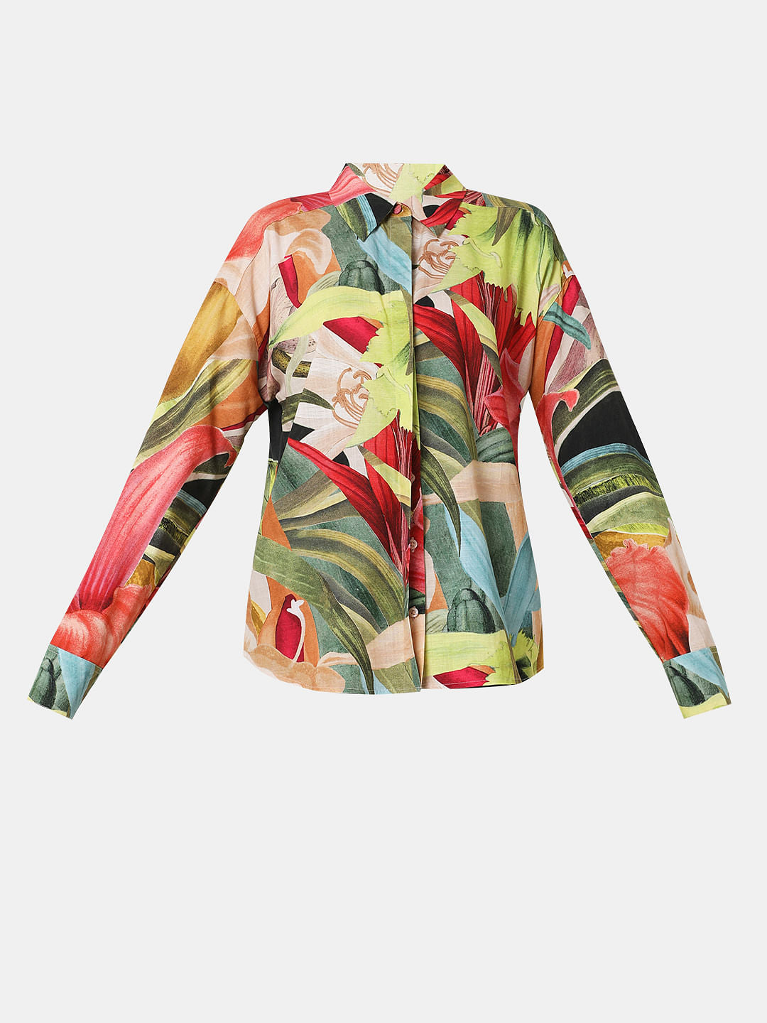 Red Printed Oversized Shirt