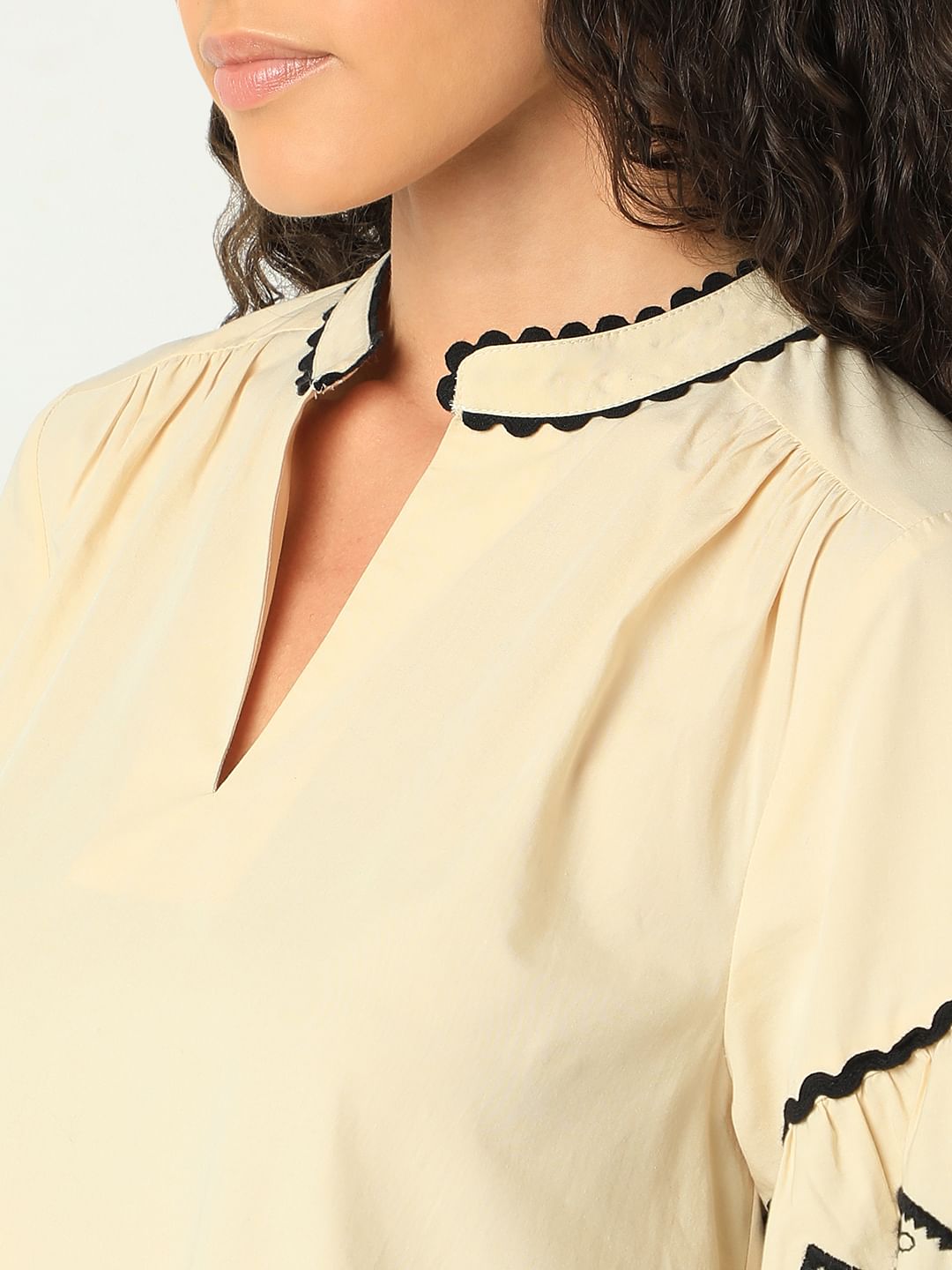 Beige Embroidered Print Dress