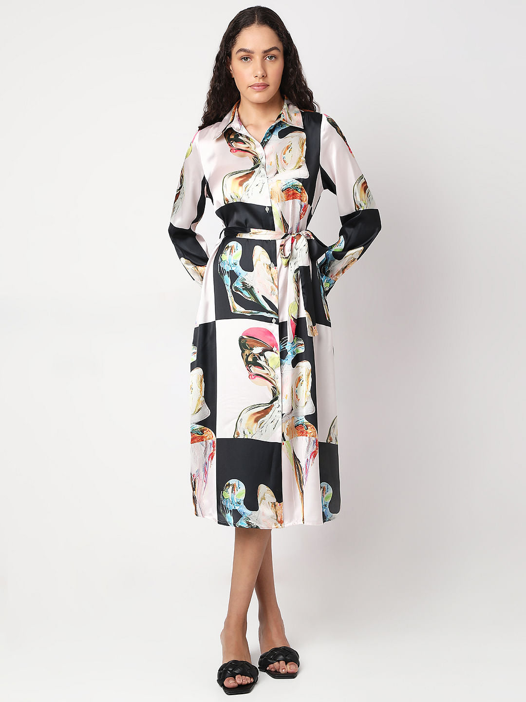 Off-White Printed Shirt Dress