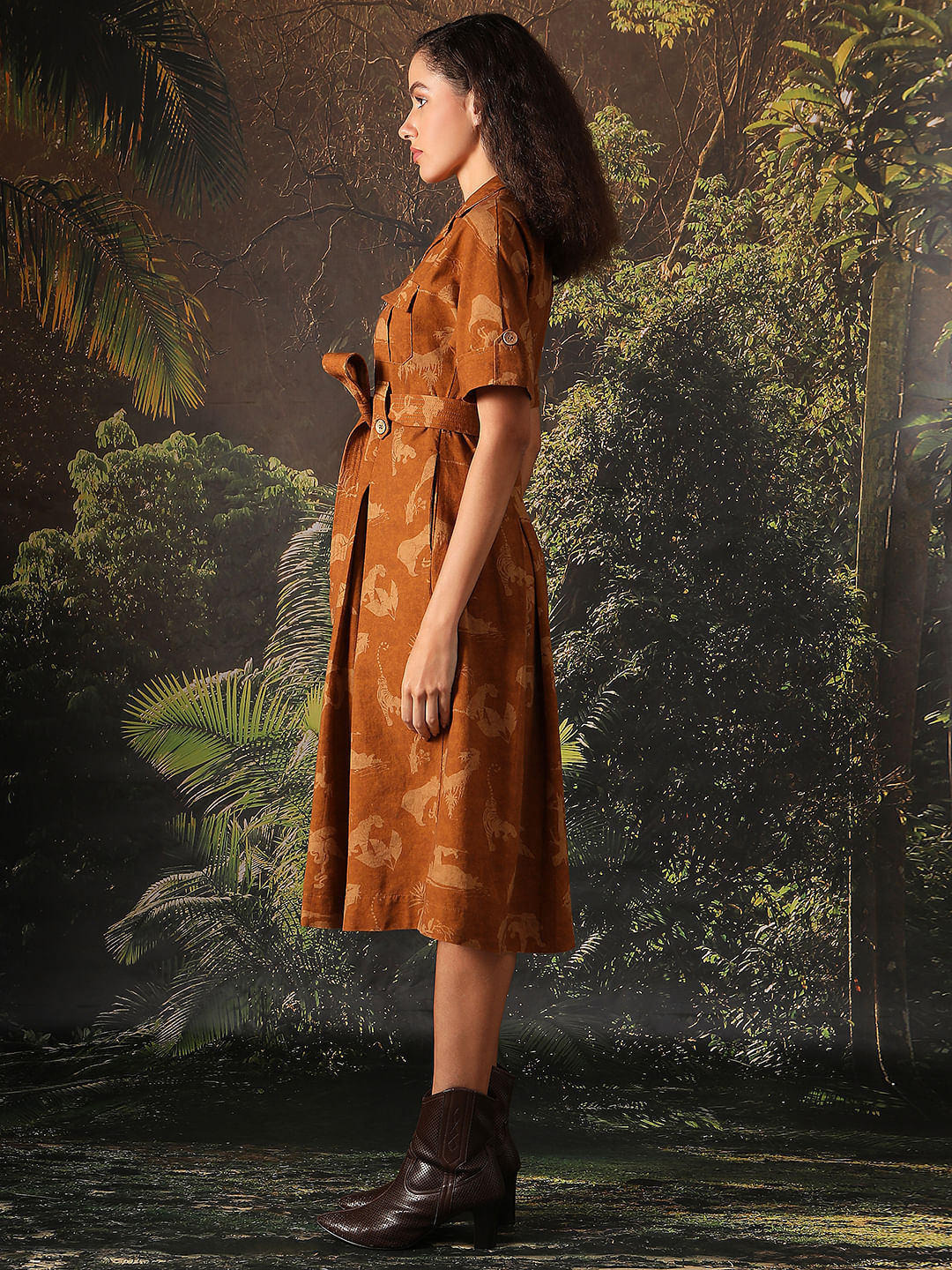 Disney Brown Printed Midi Dress