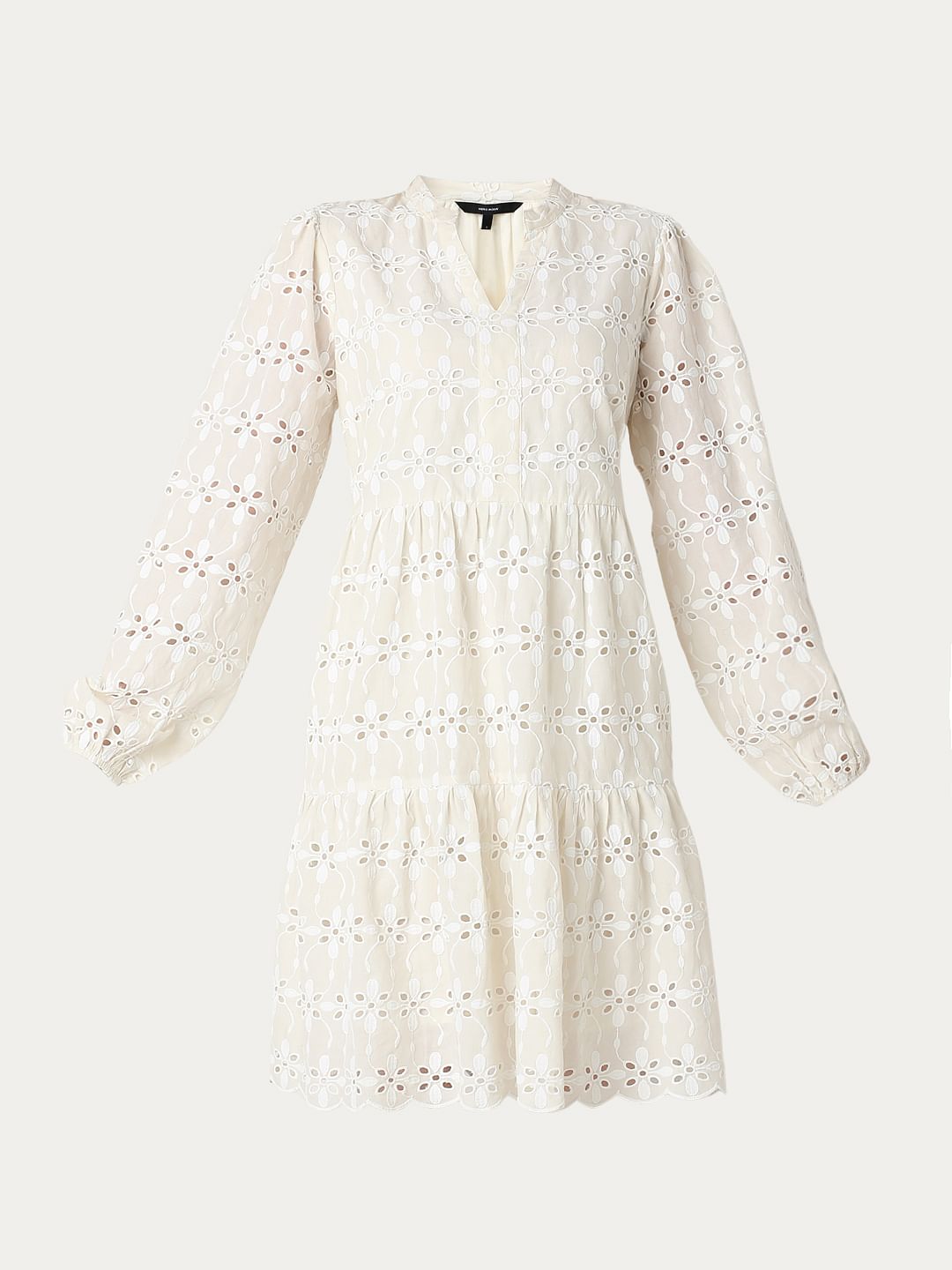 Beige Floral Cut-Out Dress