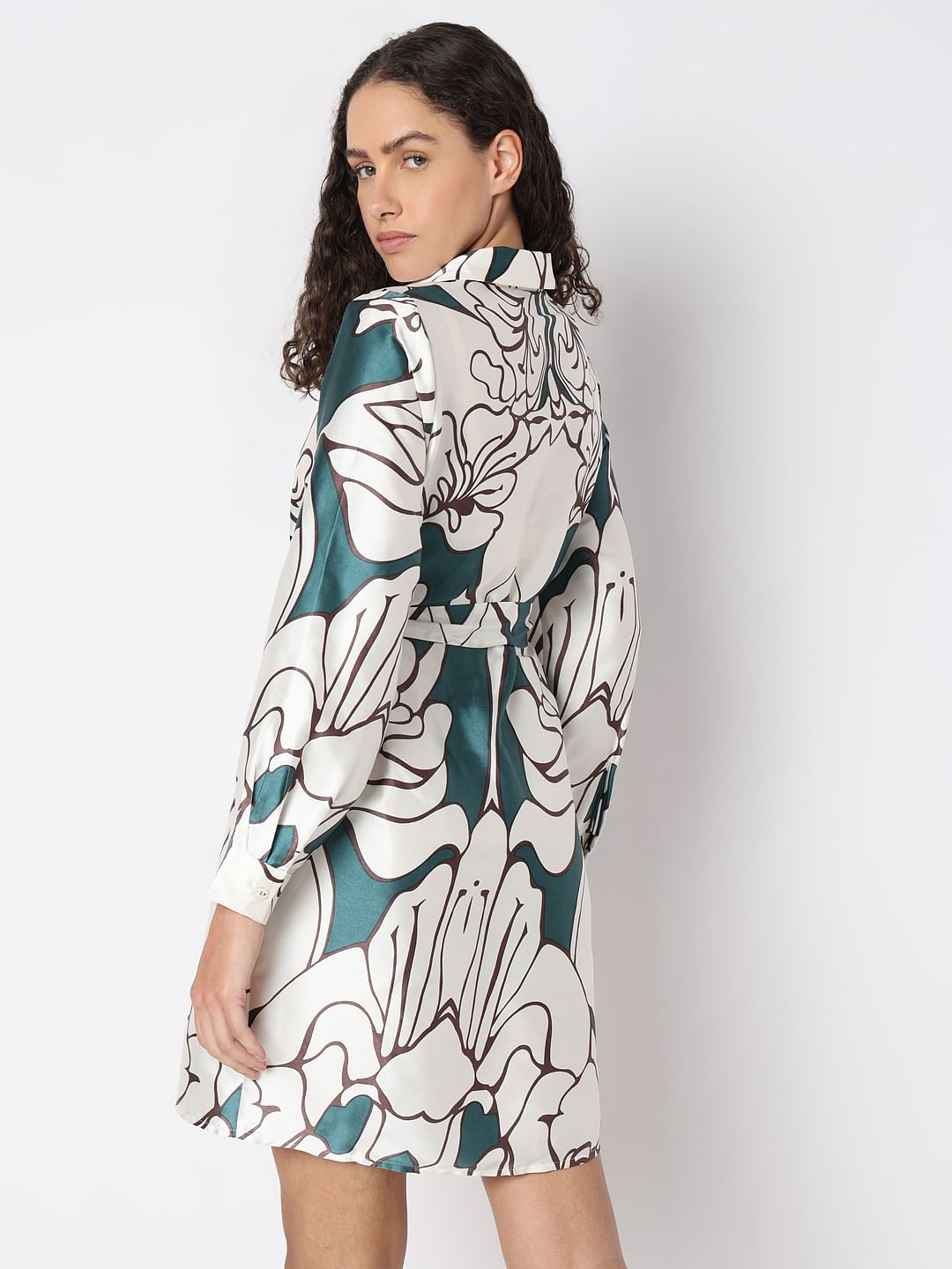 White Printed Shirt Dress