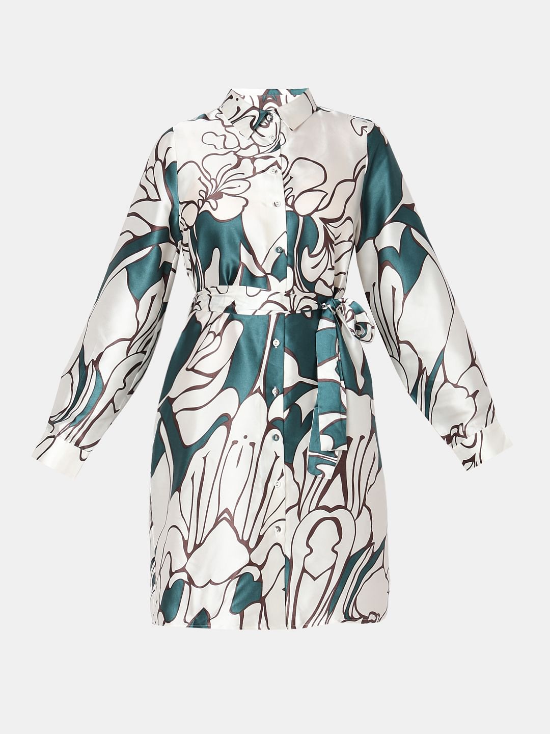 White Printed Shirt Dress