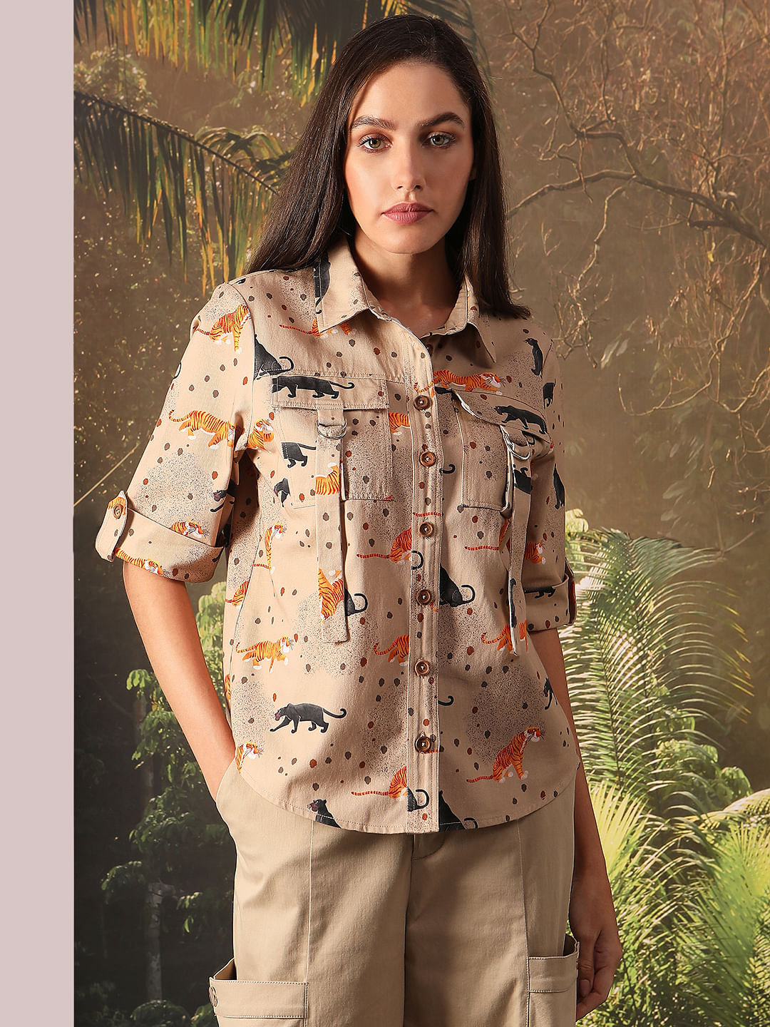 Disney Beige Animal Print Shirt