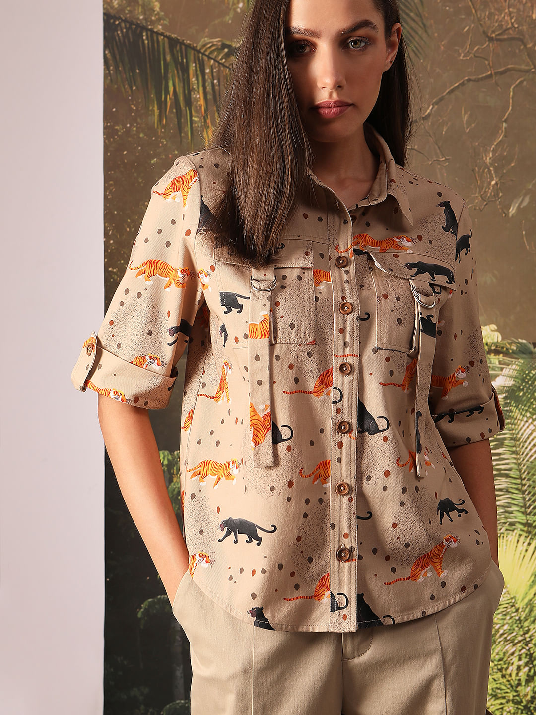 Disney Beige Animal Print Shirt