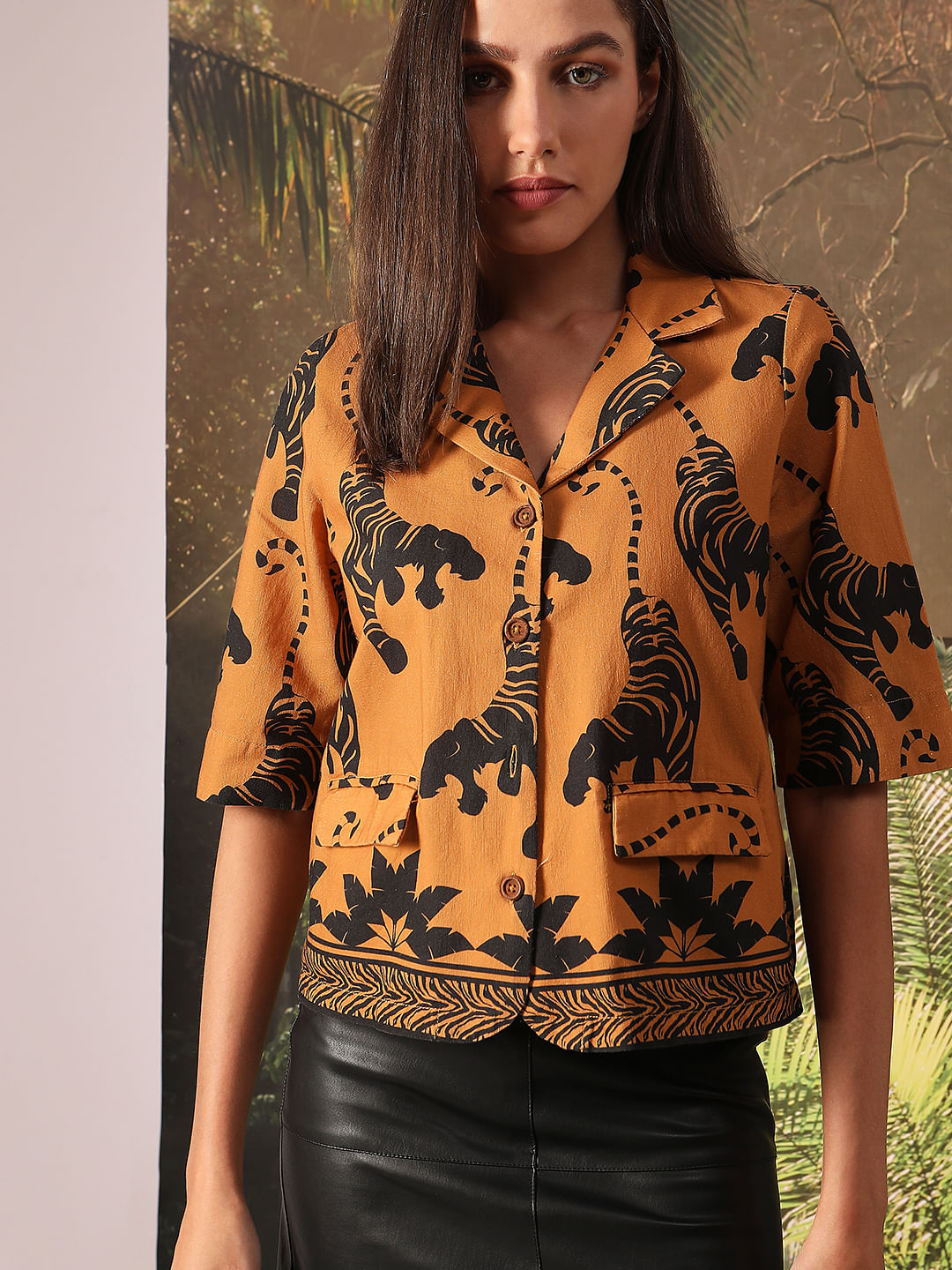 Disney Brown Printed Cropped Shirt