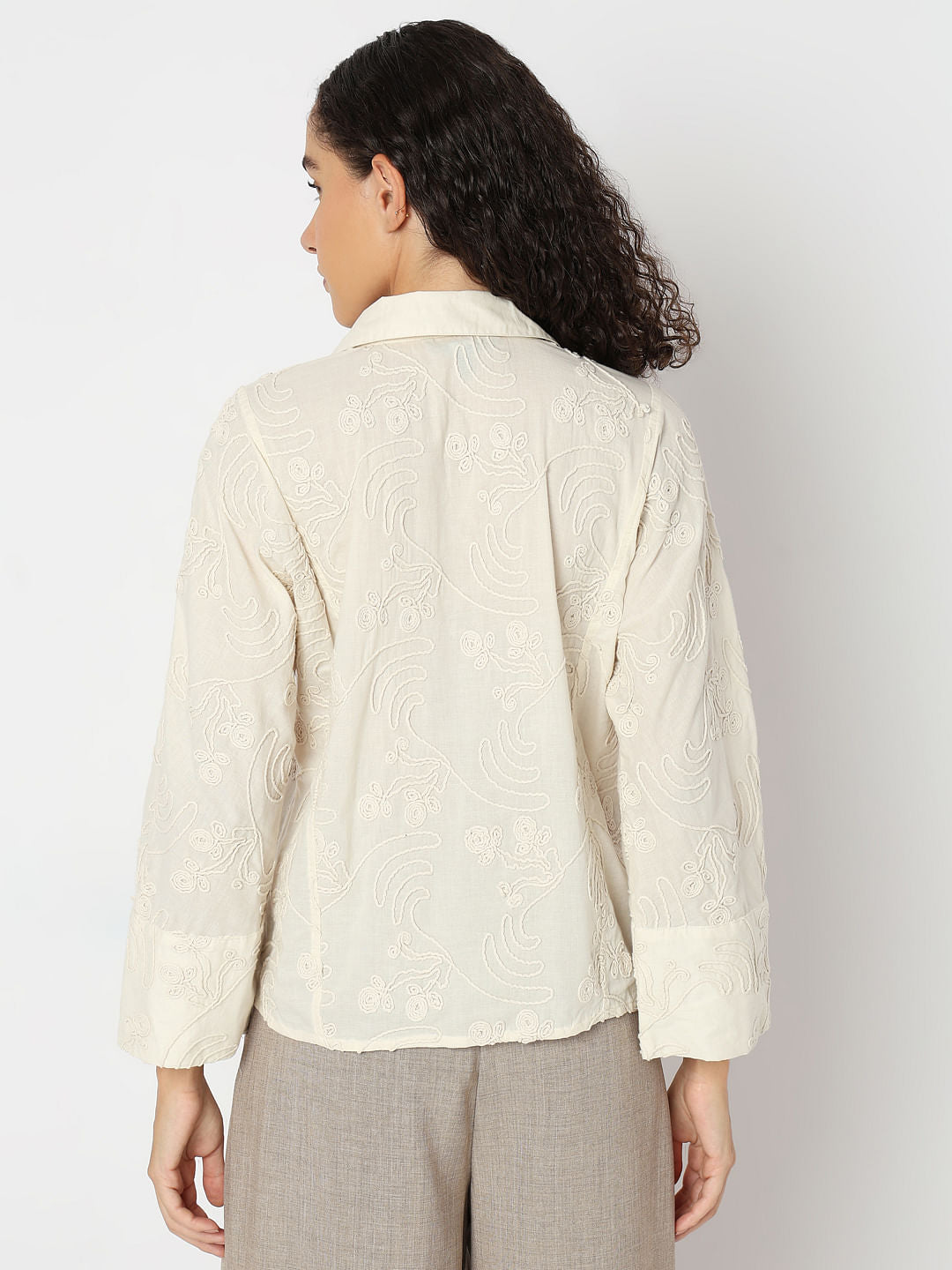 Off-White Embroidered Cotton Shirt