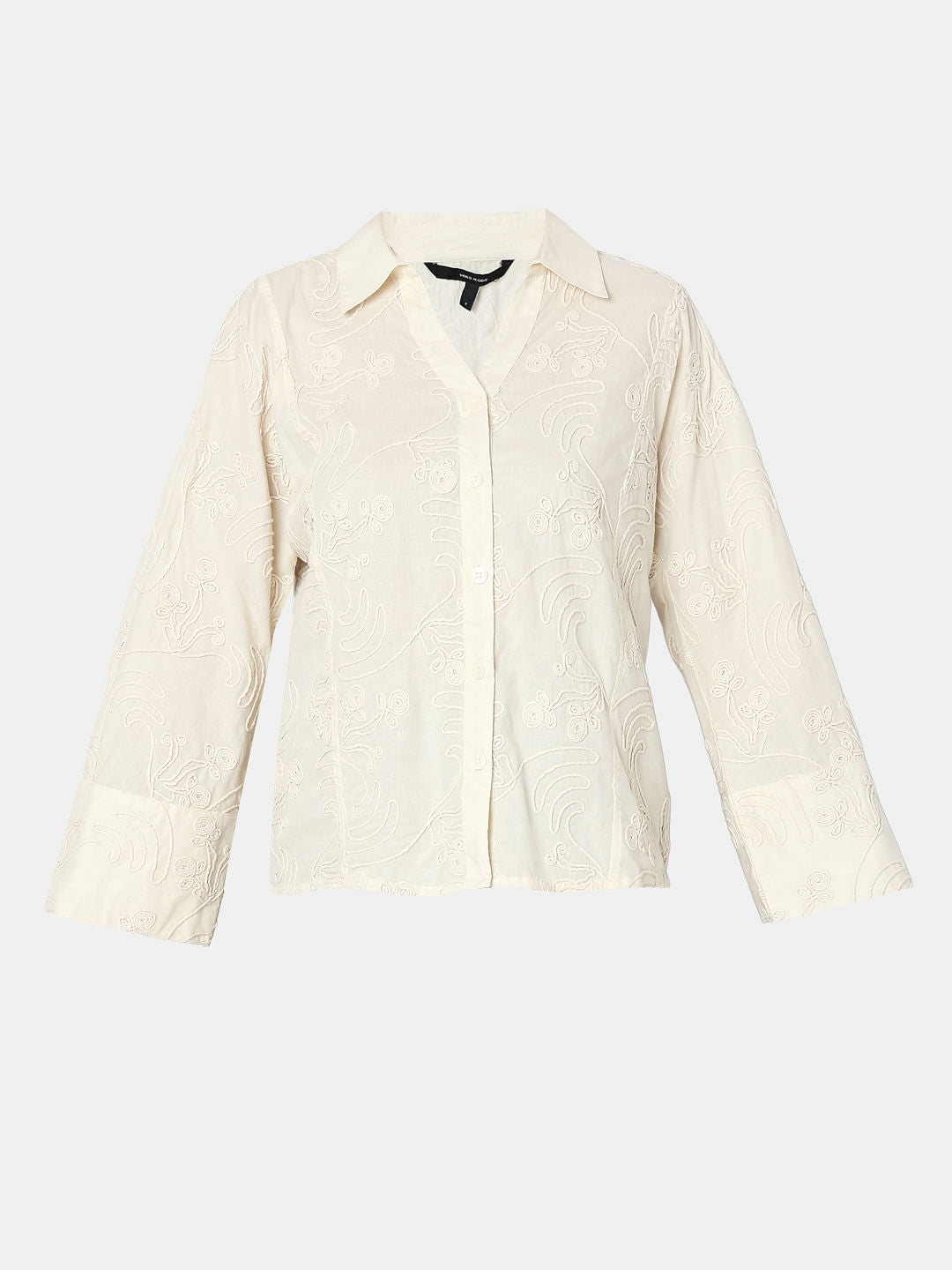Off-White Embroidered Cotton Shirt