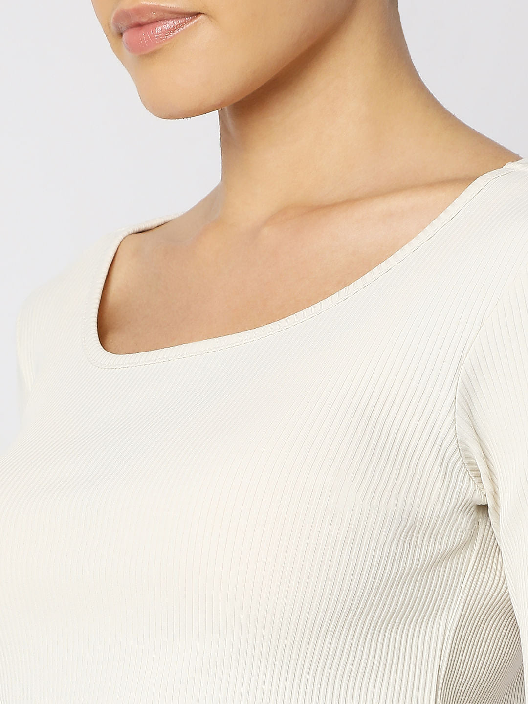 Off-White Ribbed Knitted Top