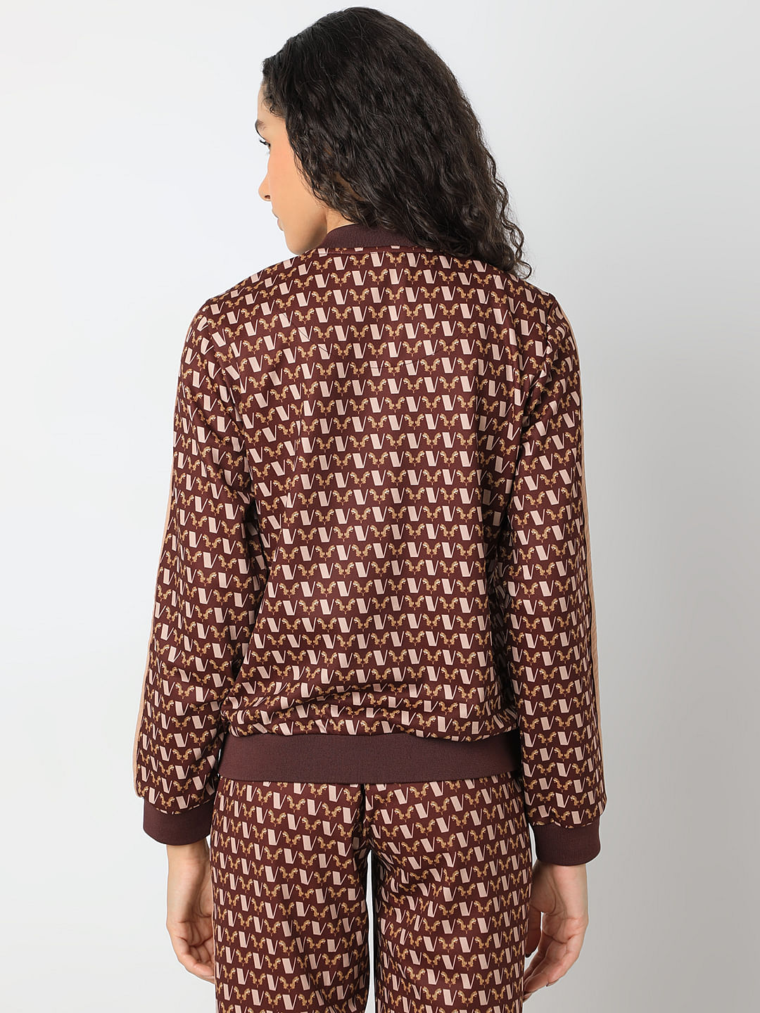 Brown Abstract Print Co-Ord Set Jacket