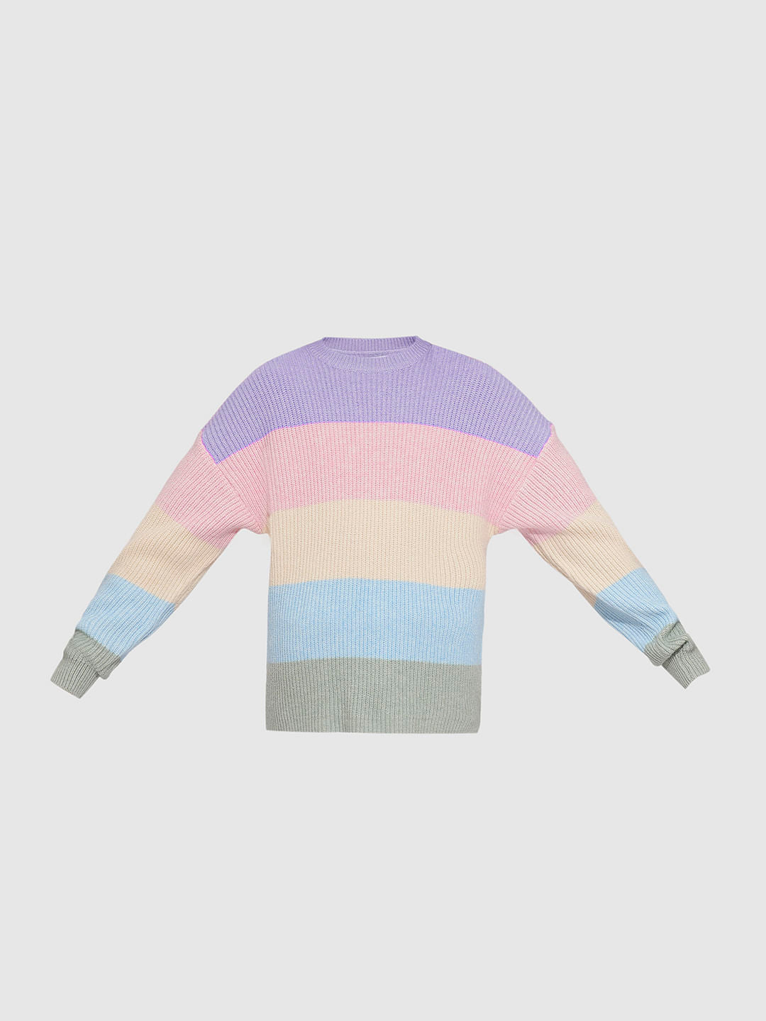 Girls Lavender Colourblocked Pullover