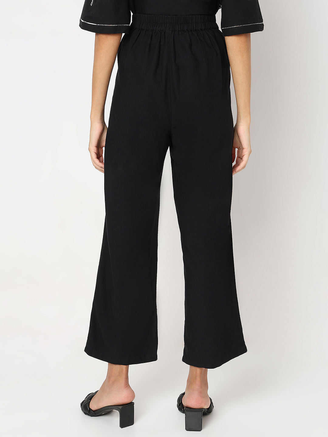 Black Embroidered Co-Ord Set Pants