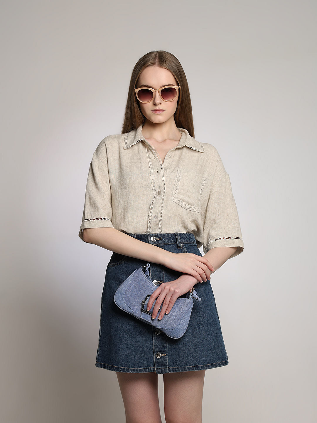 Dark Beige Drop Shoulder Shirt
